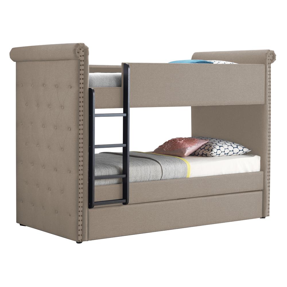 Acme Furniture Romana Ii Beige Fabric Twin Bunk Bed And Acme Furniture Romana Ii Beige Fabric