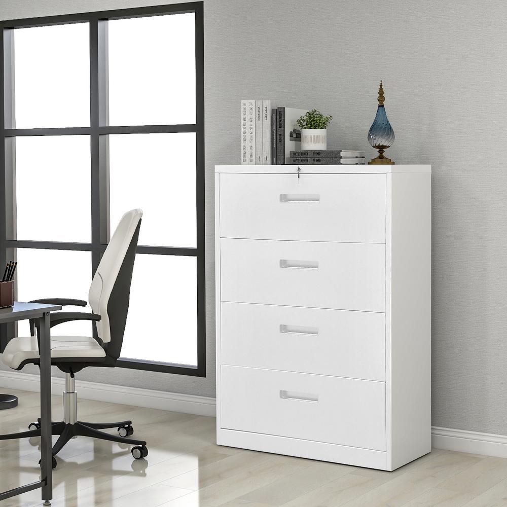 Merax White Large Lateral Metel File Cabinet With Lock Sr000001aak The Home Depot