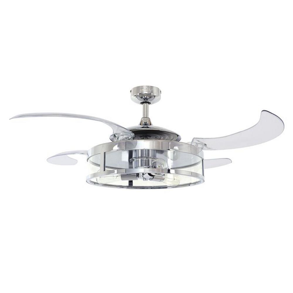 Fanaway Classic Indoor Chrome And Clear Retractable 4 Blade 48 In
