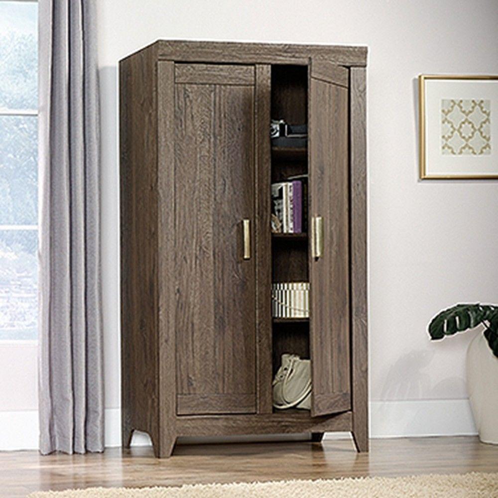 SAUDER Adept Fossil Oak Storage Cabinet-418142 - The Home Depot