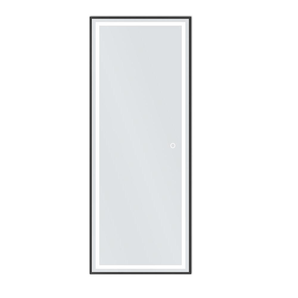 64 2 In X 21 3 In Modern Rectangle Led Metal Framed Accent Mirror Barlan Black 16354 The Home Depot