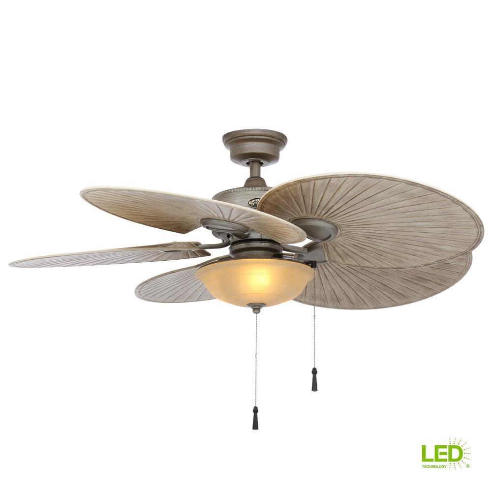 Hampton Bay Havana 48 In Led Indoor Outdoor Cambridge Silver Ceiling Fan With Light Kit