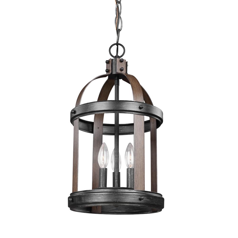 Sea Gull Lighting Lonoke 10 5 In W 3 Light Weathered Gray And Distressed Oak Hall Foyer Pendant Sea Gull Lighting Lonoke 10 5 In W 3 Light Weathered Gray And Distressed Oak Hall Foyer Pendant