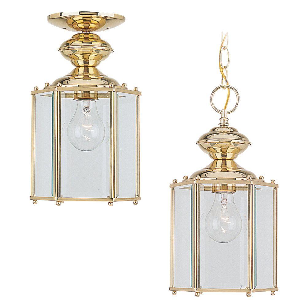 Brass Gold Outdoor Hanging Lights Ceiling Lighting Classico 1 Light Polished Brass Outdoor Semi Flushmount Convertible Pendant