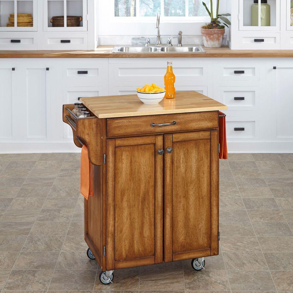 Homestyles Create A Cart Warm Oak Kitchen Cart With Natural Wood