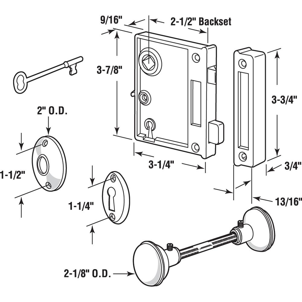 Prime Line Vertical Mounted Door Knob Lock Set Polished Brass