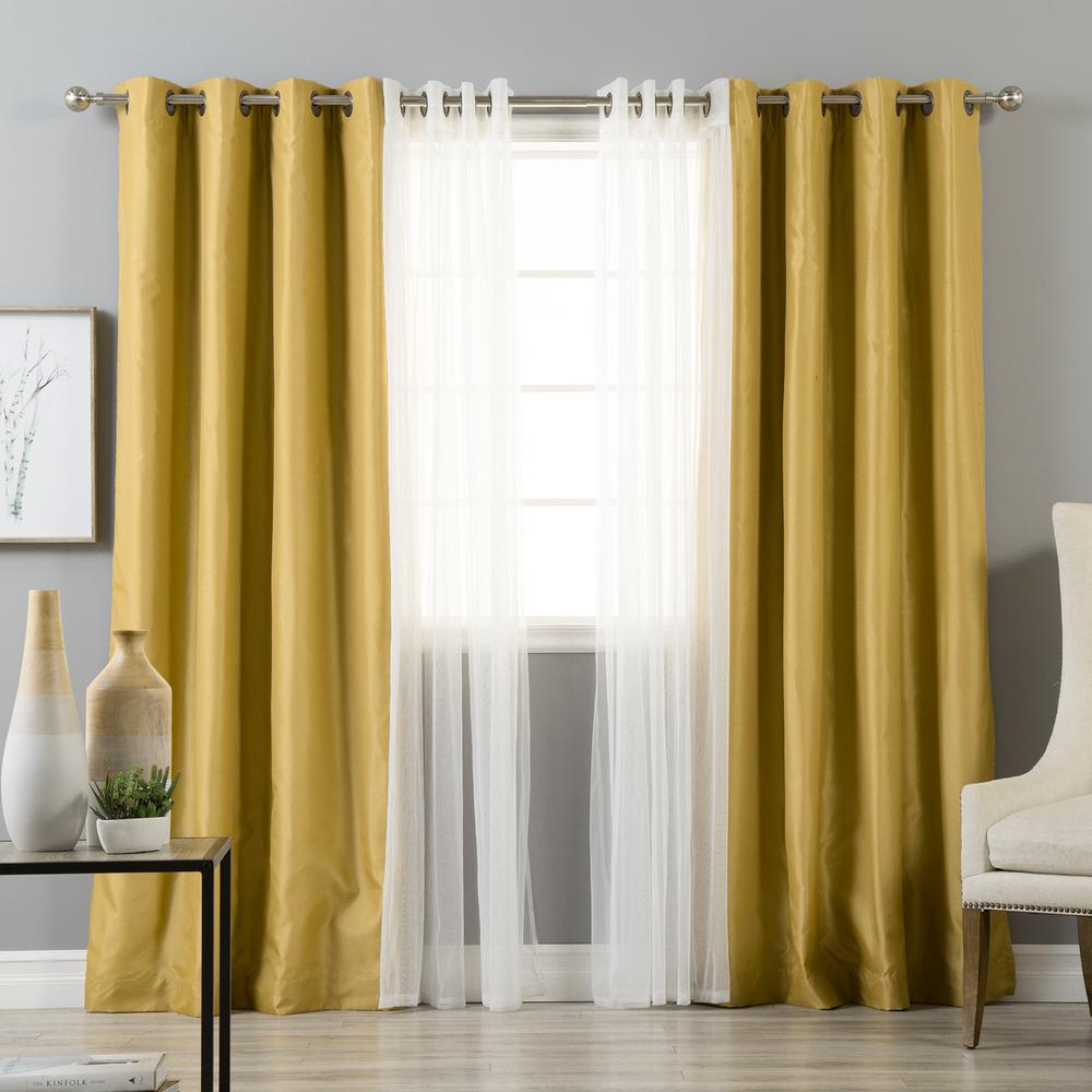 Best Home Fashion 84 In L Umixm Tulle And Gold Faux Silk Blackout