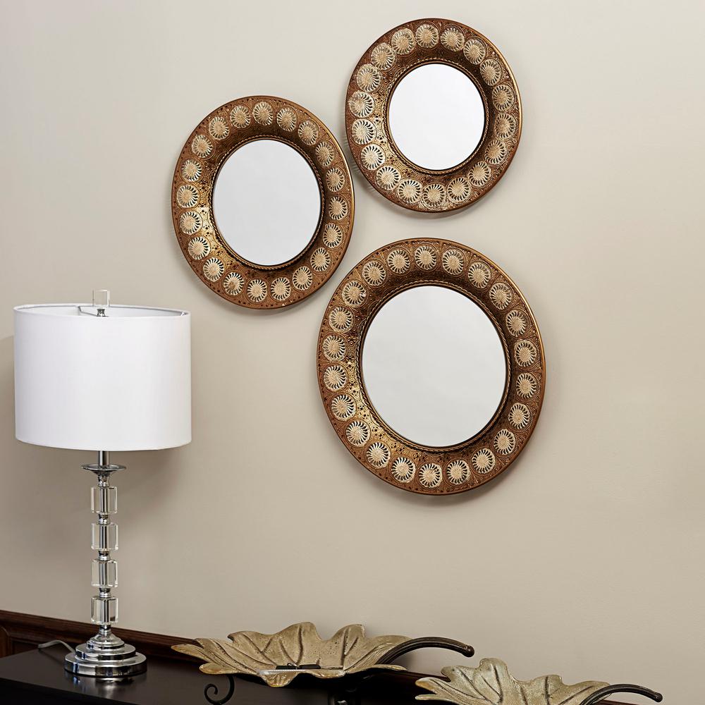 Household Essentials Round Gold Mirror Set Of 3 2380 1 The Home Household Essentials Round Gold Mirror Set Of 3