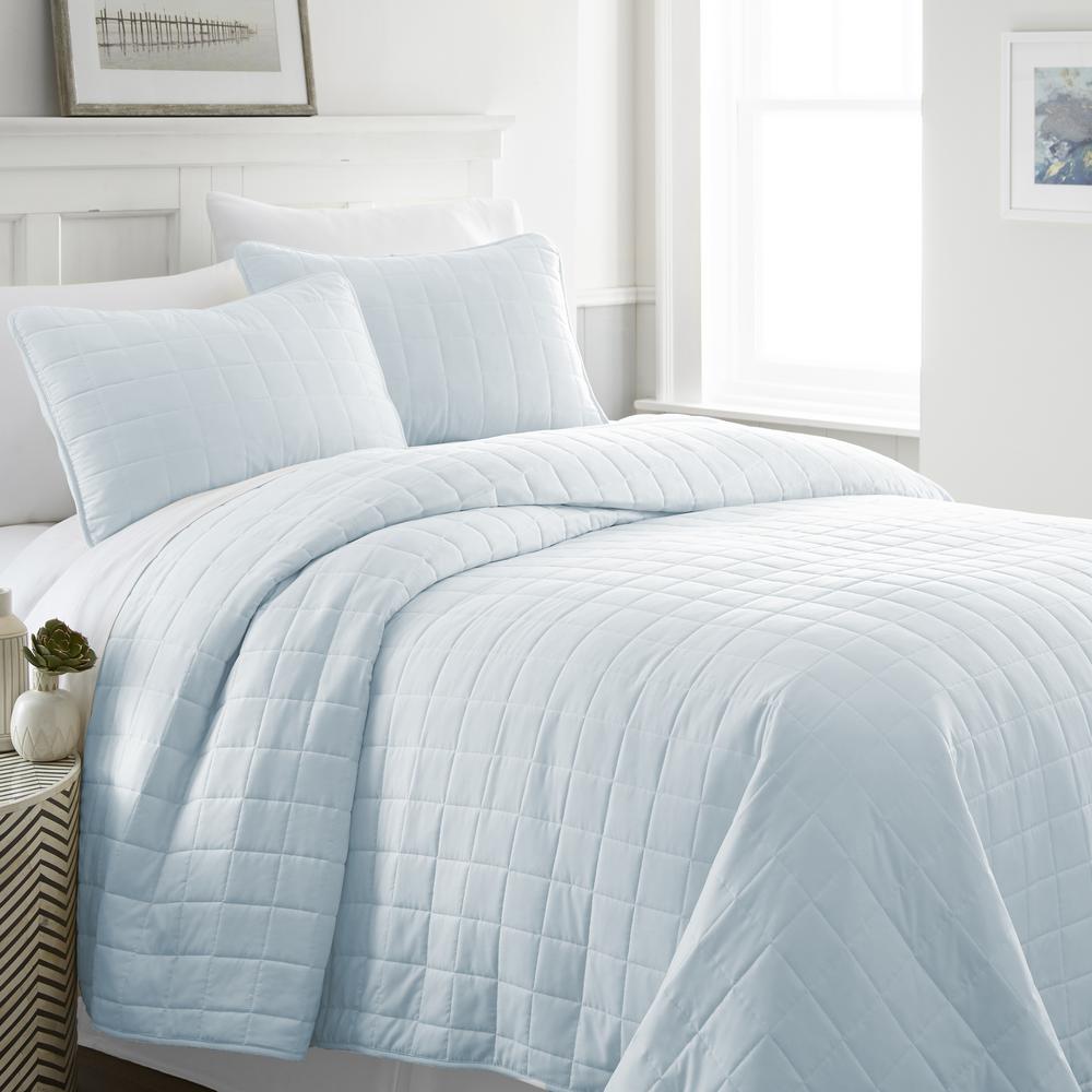Becky Cameron Square Pale Blue Twin Performance Quilted Coverlet