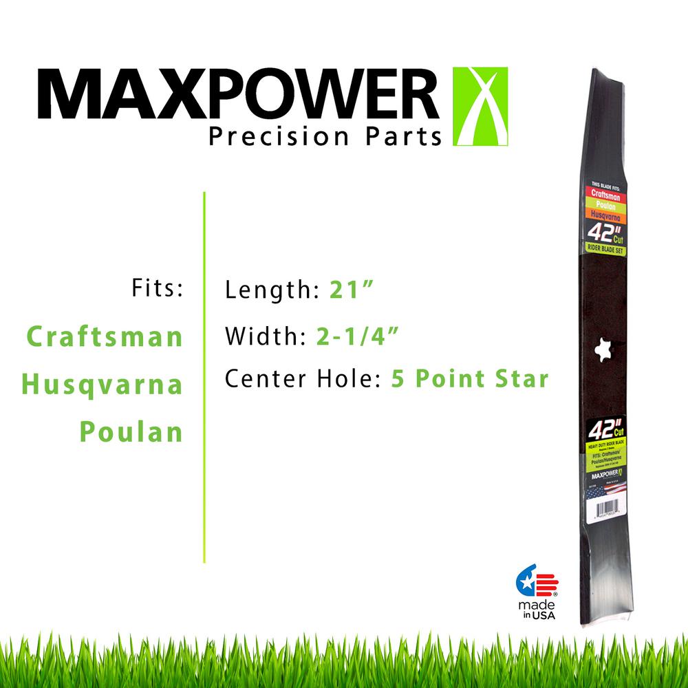 Maxpower Heavy Duty Blade For 42 In Cut Craftsman Husqvarna Poulan Mowers Replaces Oem S And b The Home Depot