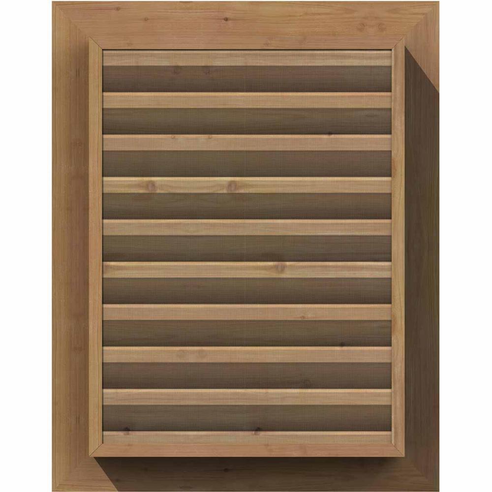 Decorative Rough Sawn Western Red Cedar 14 Width x 32 Height Vertical Gable Vent with Decorative Face Frame Ekena Millwork GVWVE14X3202RDUWR Unfinished