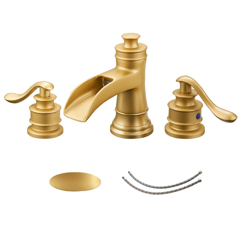 BWE 8 in. Waterfall Widespread 2Handle Bathroom Faucet With Popup
