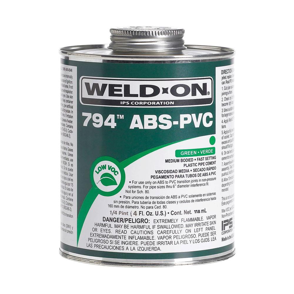 WeldOn ABS PVC 794 4 oz. Transition Cement Green13369 The Home Depot