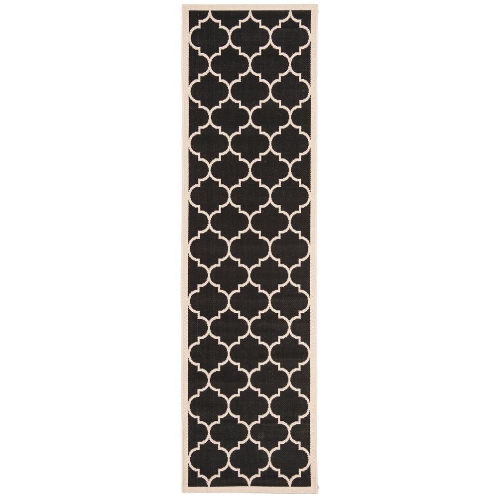 Safavieh Courtyard Black Beige 2 Ft X 12 Indoor Outdoor Runner Rug