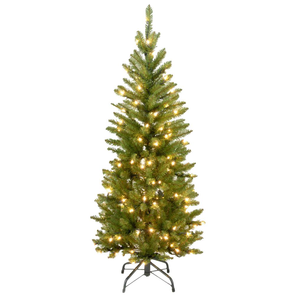 National Tree Company 4.5' Kingswood Fir Hinged Pencil Christmas Tree with 150 Clear Lights