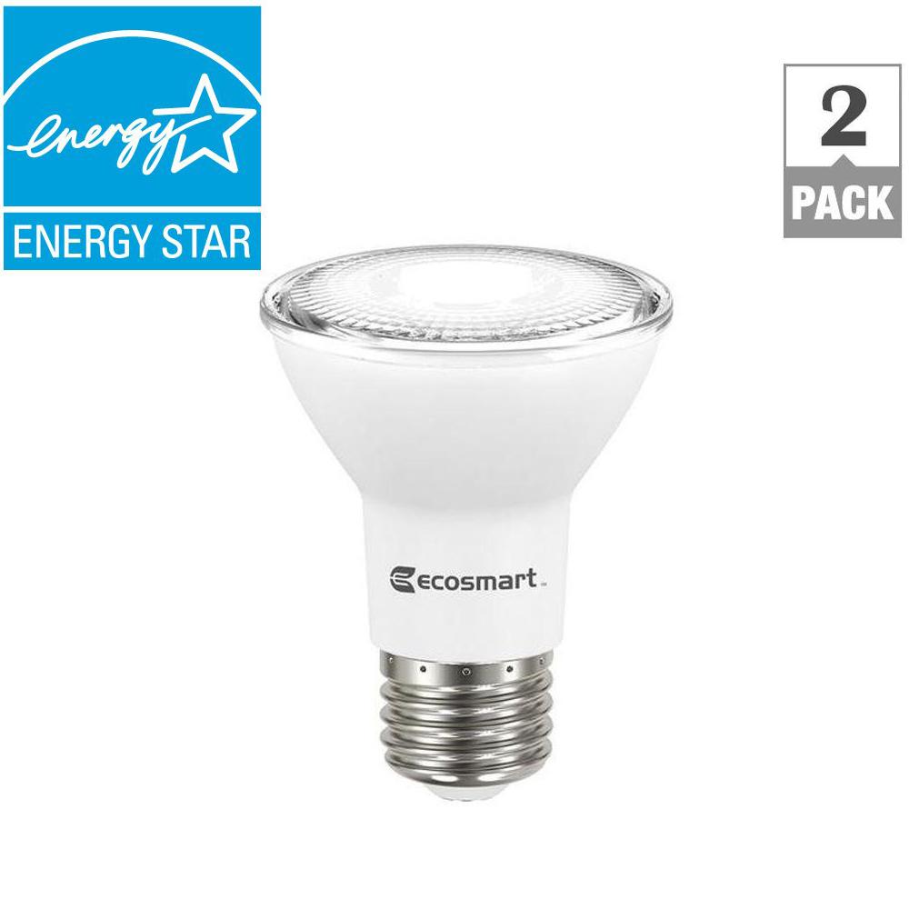 Ecosmart 50w Equivalent Bright White Par20 Dimmable Led Flood Light Bulb 2 Pack