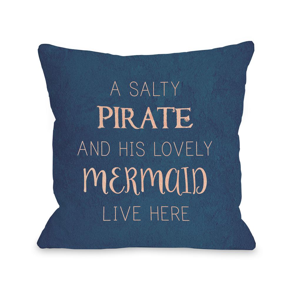 Salty Pirate Lovely Mermaid Blue Graphic Polyester 16 In X 16 In