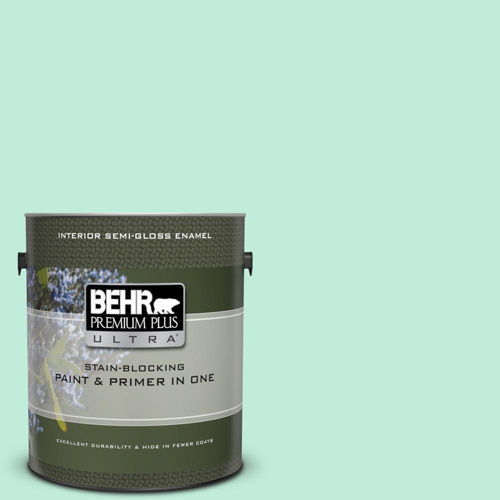 Behr Premium Plus Ultra 1 Gal 470a 2 Seafoam Pearl Semi Gloss 470a 2 Seafoam Pearl Semi Gloss Enamel Interior Paint And Primer In One