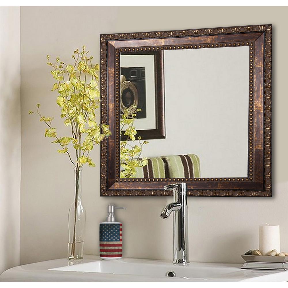 Bronze Copper Metallic Mirrors Home Decor The Depot 32 5 In X Roman Copper Bronze Square Vanity Wall Mirror