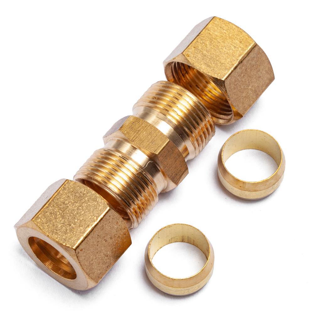 Brass 7//16/" OD Compression Union Pack of 5 BRASS COMPRESSION FITTING