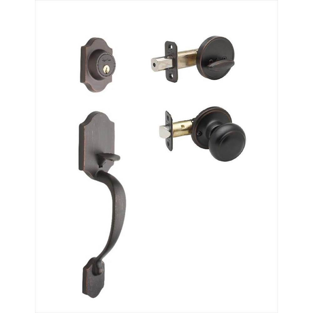 Copper Creek Heritage Tuscan Bronze Door Handleset and Colonial Knob TrimHZ2610xCKTB The