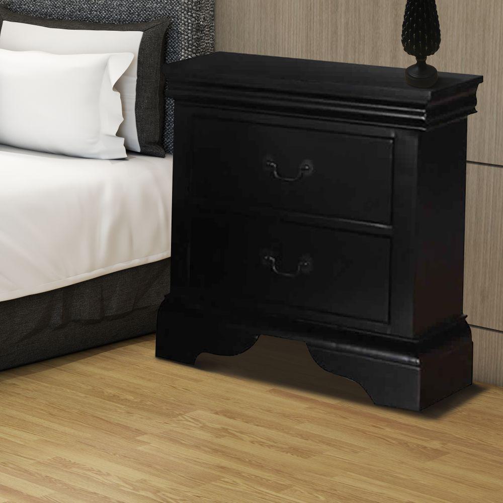 Benjara Attractive Black Pine Wood 2 Drawer Night Stand 15 In L X 22 In W X 24 In H Bm171577 The Home Depot