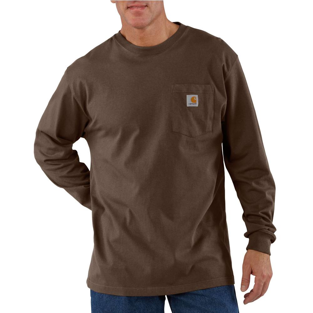 Carhartt Men's 5X-Large Dark Brown Cotton Workwear Pocket Long Sleeve T ...