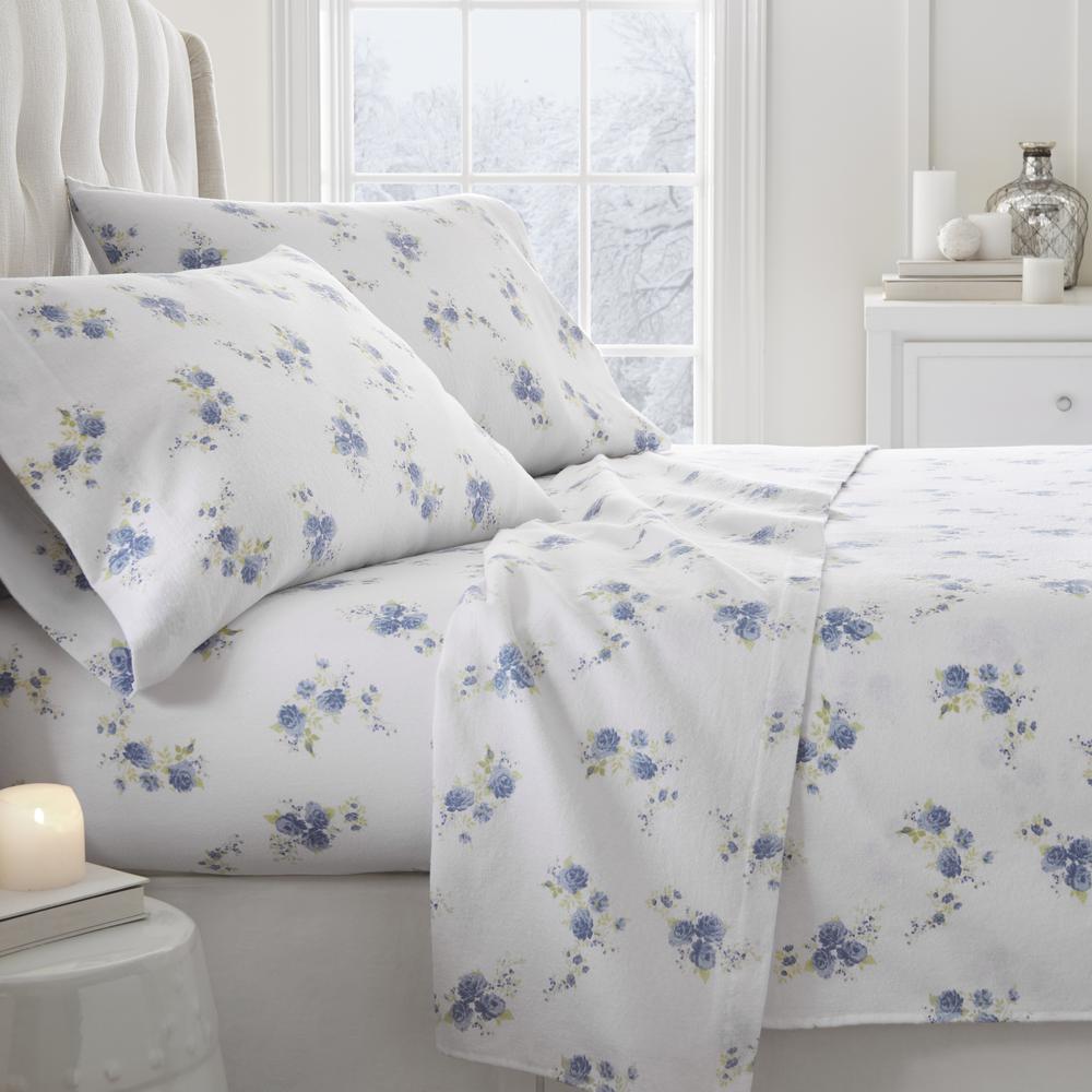 Queen Bed Sheets Pillowcases Shams Bedding Bath The Home Rose Flannel Light Blue Queen 4 Piece Bed Sheet Set
