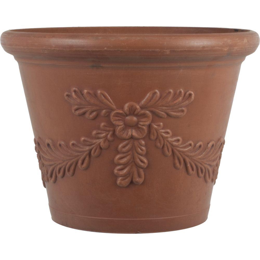 Pride Garden Products 16 in. Dia Garland Terra Cotta Plastic Planter
