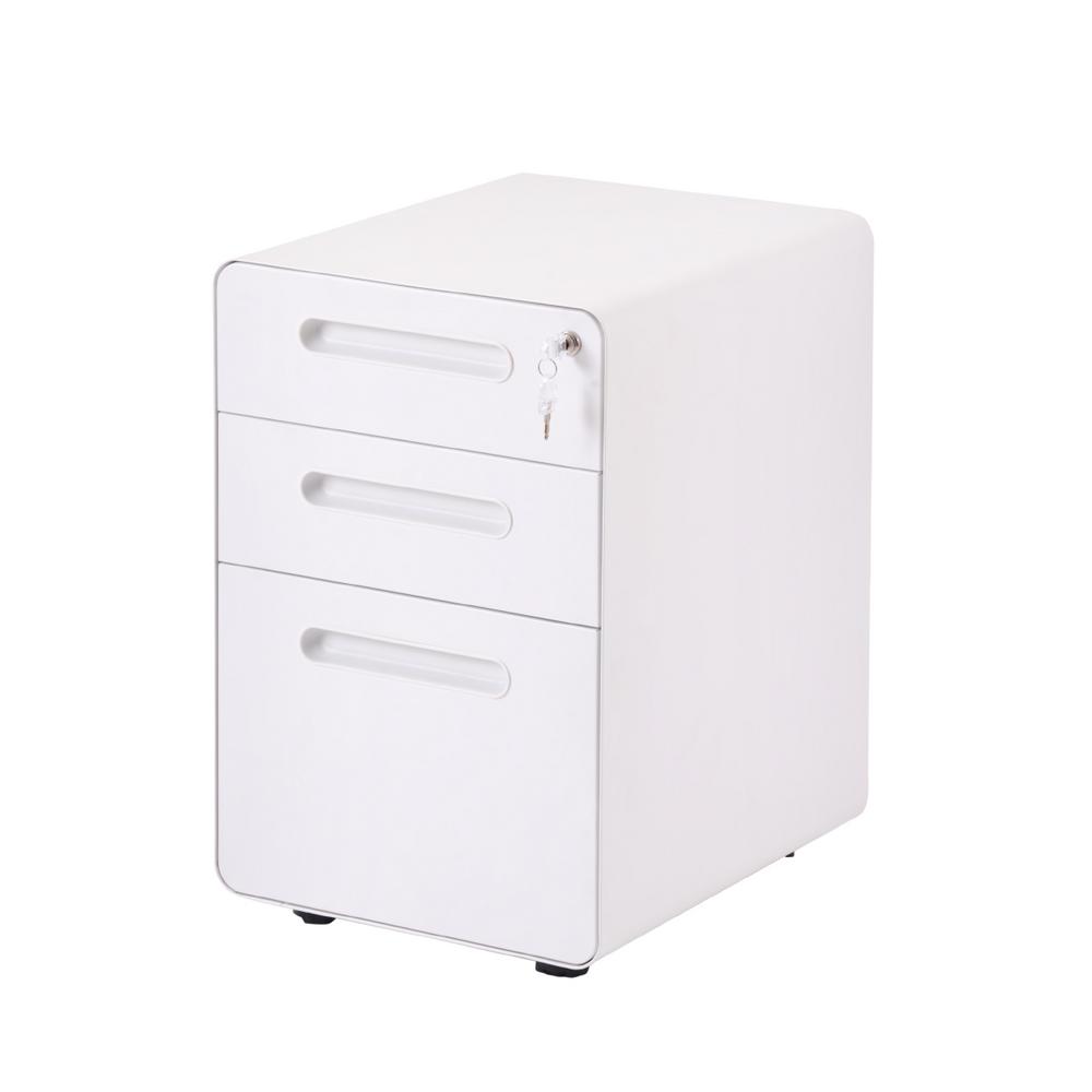 Merax White File Cabinet With Lock Fully Assembled Except Wheels Wf191010aak The Home Depot