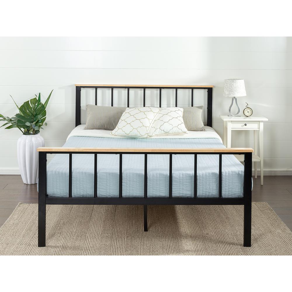 Zinus Contemporary Metal and Wood Black Twin Platform Bed ...