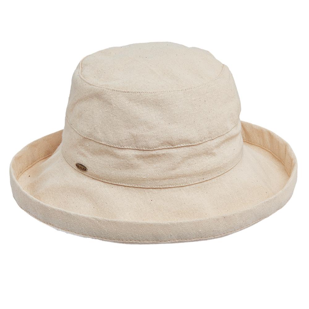 Scala Med Brim Cotton Hat-LC484-LINEN - The Home Depot