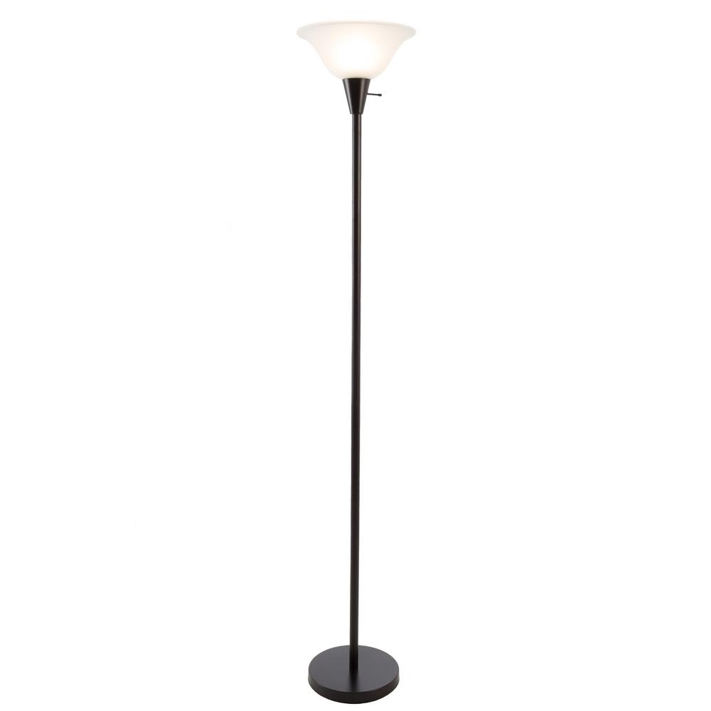 Lavish Home 75 5 In Black Metal Torchiere Floor Lamp With Frosted Glass Shade Hw1000029 The Depot Black Metal Torchiere Floor Lamp, Frosted Glass Floor Lamp