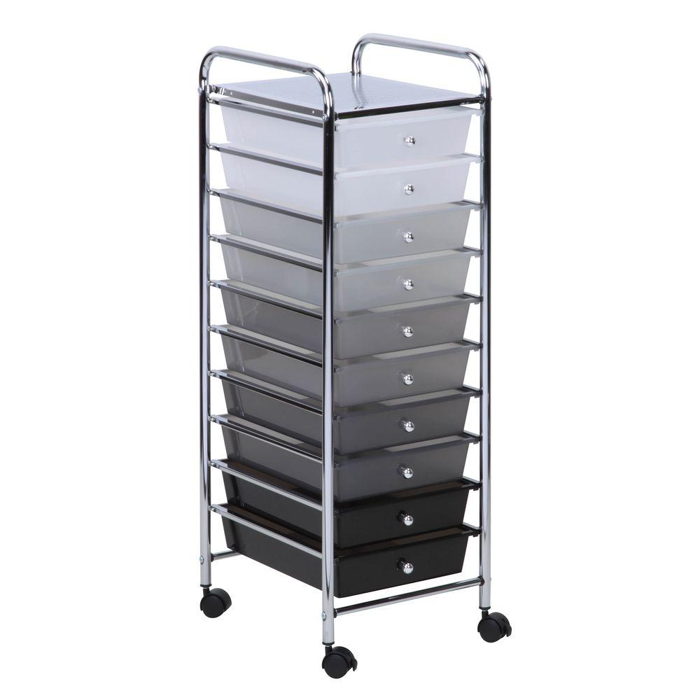 HoneyCanDo 10Drawer Rolling Storage Cart, ShadedCRT05255 The