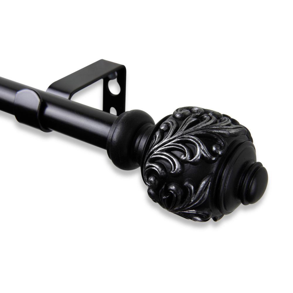 Rod Desyne 48 In 84 Telescoping 5 8 Single Curtain Rod Desyne 48 In 84 Telescoping 5 8 Single Curtain Kit Black With Tilly Finial