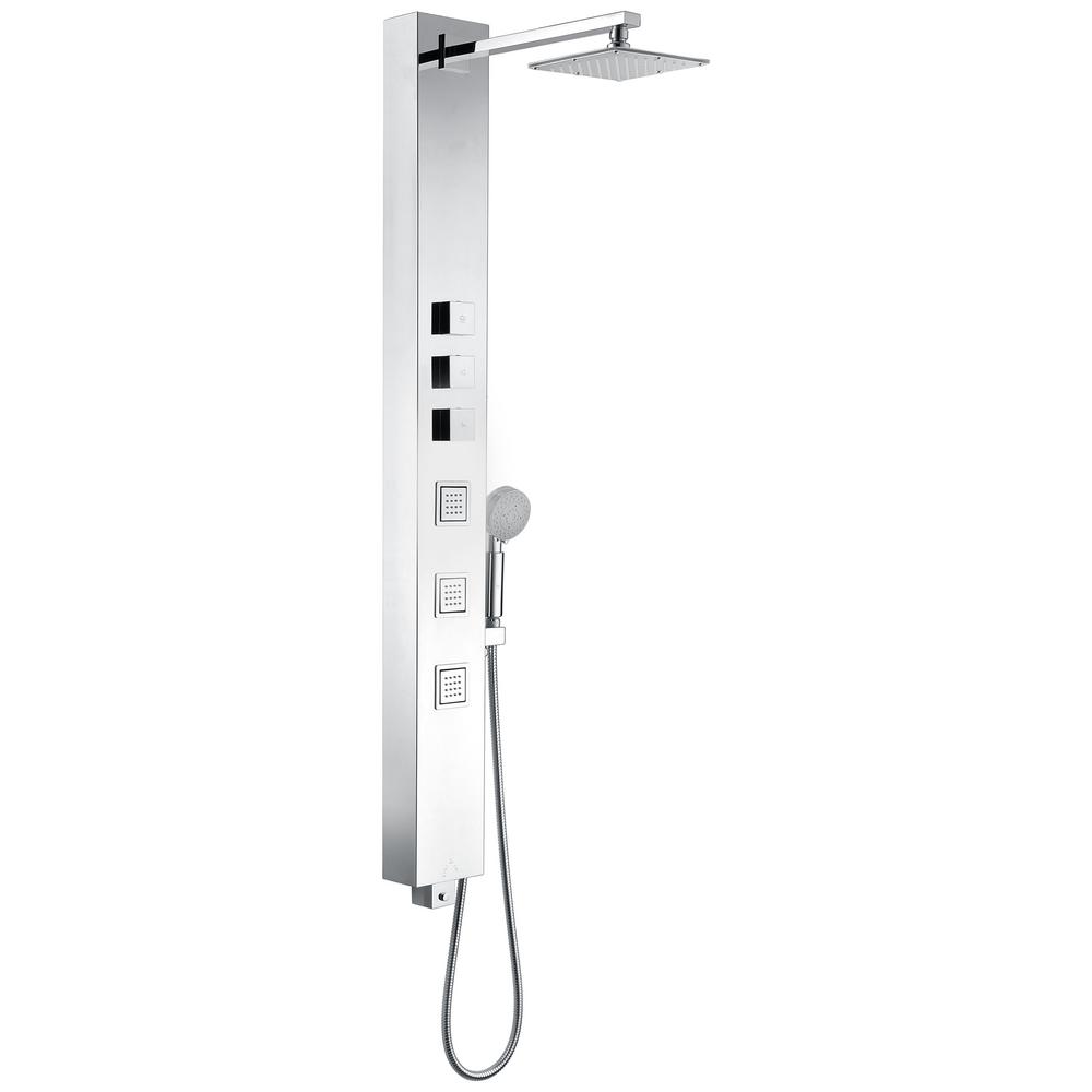 ANZZI Lann 53 in. 3-Jetted Full Body Shower Panel System with Heavy Rain Showerhead and Spray Wand in Chrome (Valve Included)