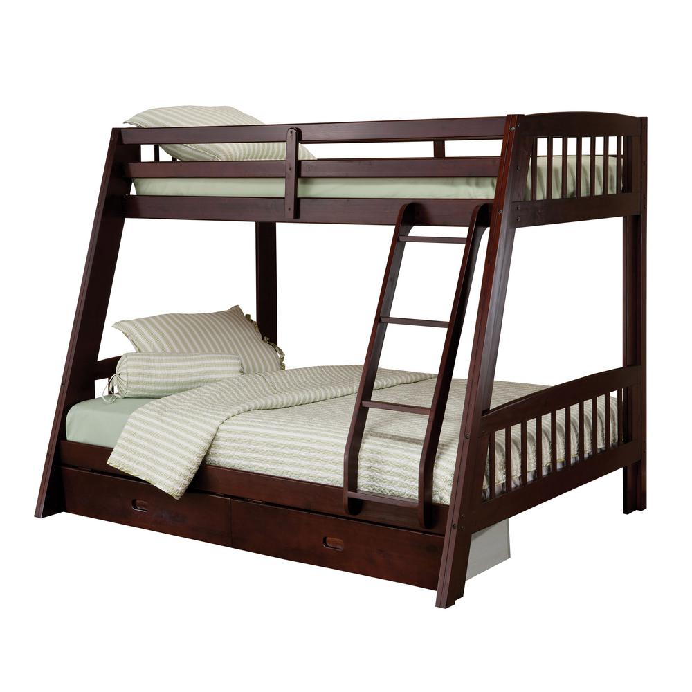 bunk bed with full bed on bottom