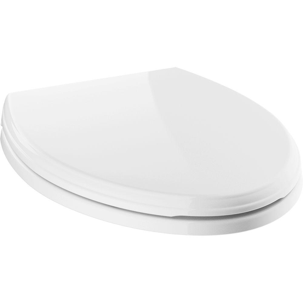Photo 1 of Wycliffe Slow-Close Elongated Closed Front Toilet Seat with NoSlip Bumpers in White