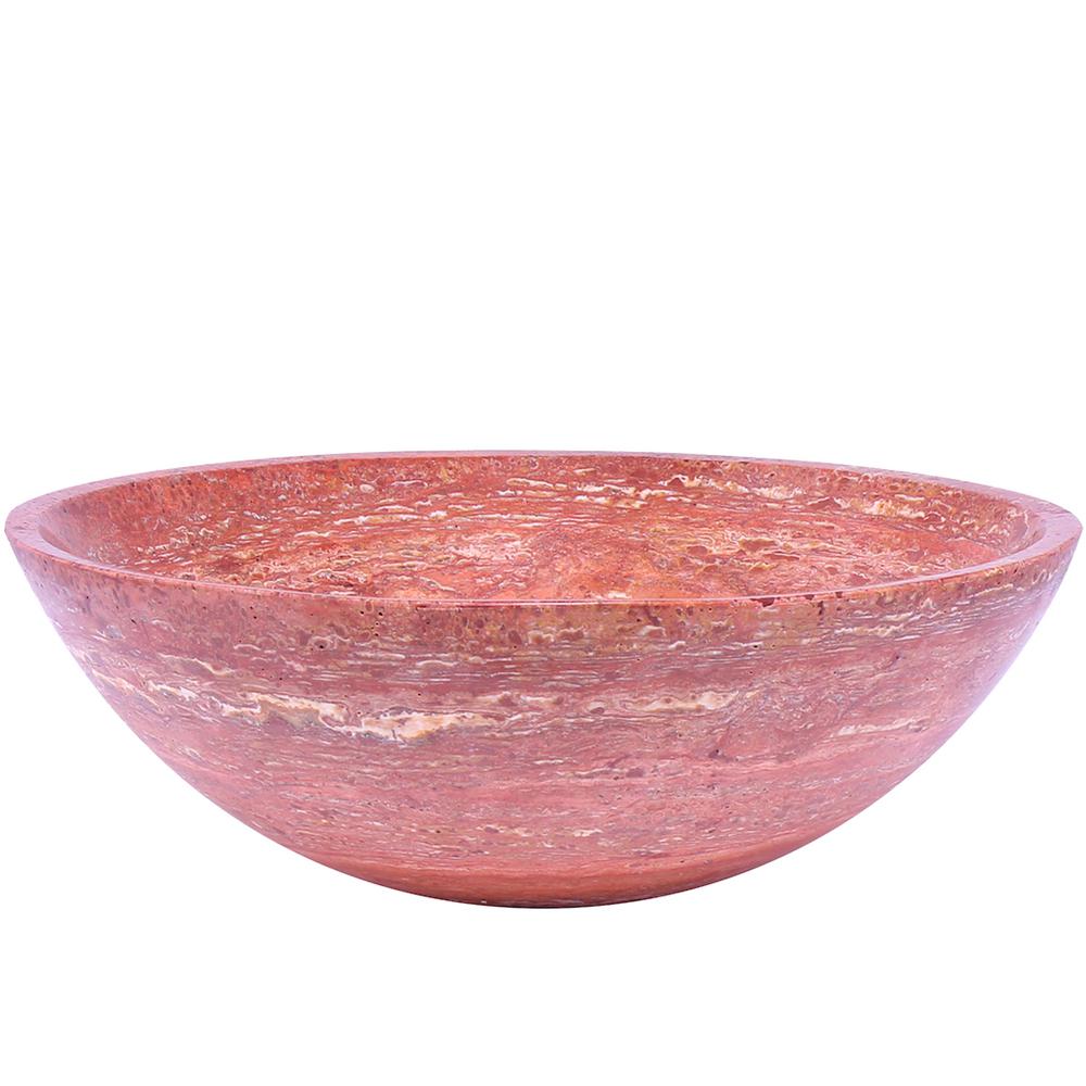 Novatto Natural Stone Vessel Sink In Red Travertine Nosv Rt The Home Depot