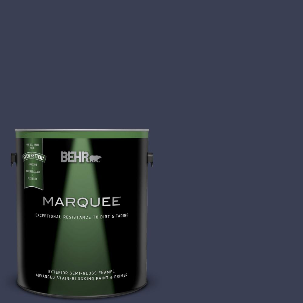 Behr Marquee 1 Gal Home Decorators Collection Hdc Cl 26a Indigo Ink Semi Gloss Enamel Exterior Paint Primer