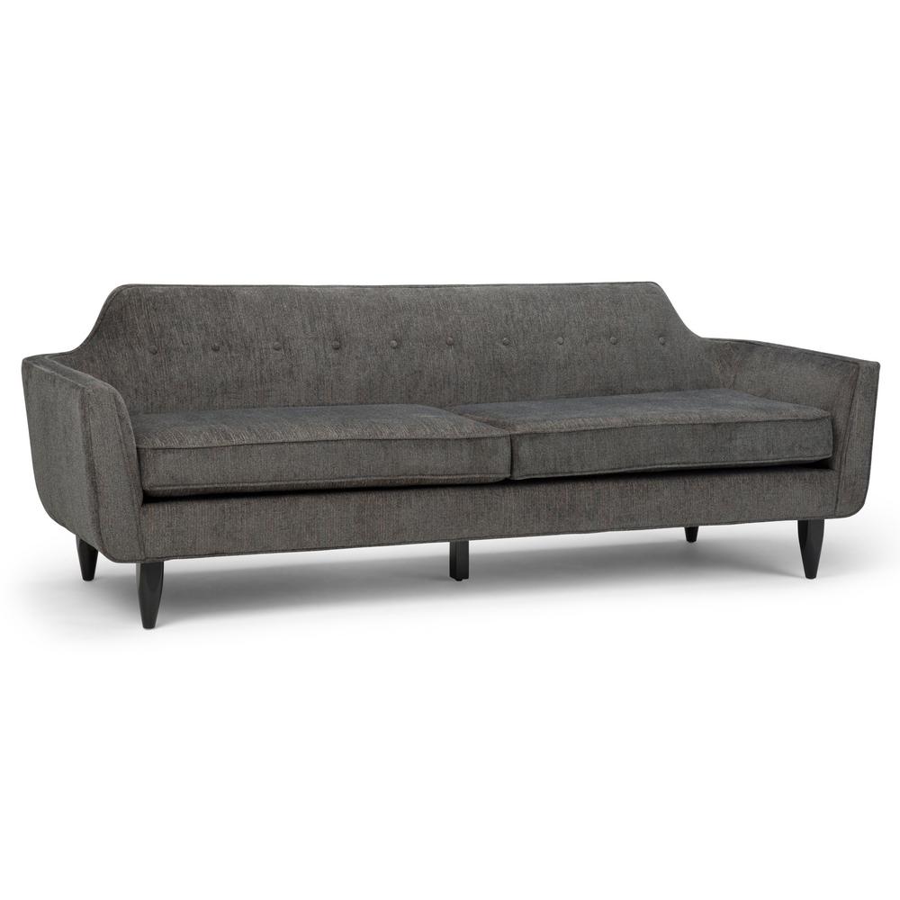 Simpli Home Davis Mid Century Modern 89 in. x 32 in. x 32 in. Sofa in Deep Azure Chenille Look Fabric