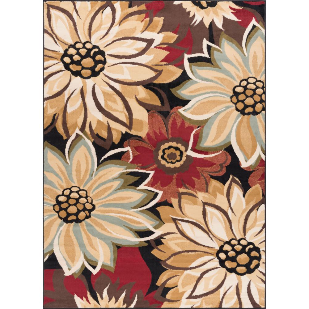 Tayse Rugs Laguna Black 5 ft. x 7 ft. Indoor Area Rug4983 Black 5x7