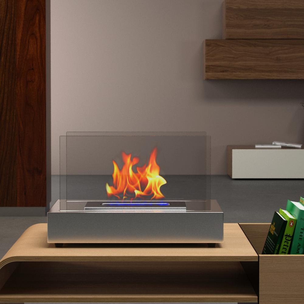 Moda Flame Vigo 14 in. Vent-Free Ethanol Fireplace in Stainless Steel