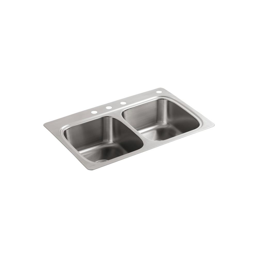Kohler Verse Drop In Stainless Steel 33 Double Bowl Kitchen Sink Kohler Verse Drop In Stainless Steel 33 Double Bowl Kitchen Sink With Sous Faucet