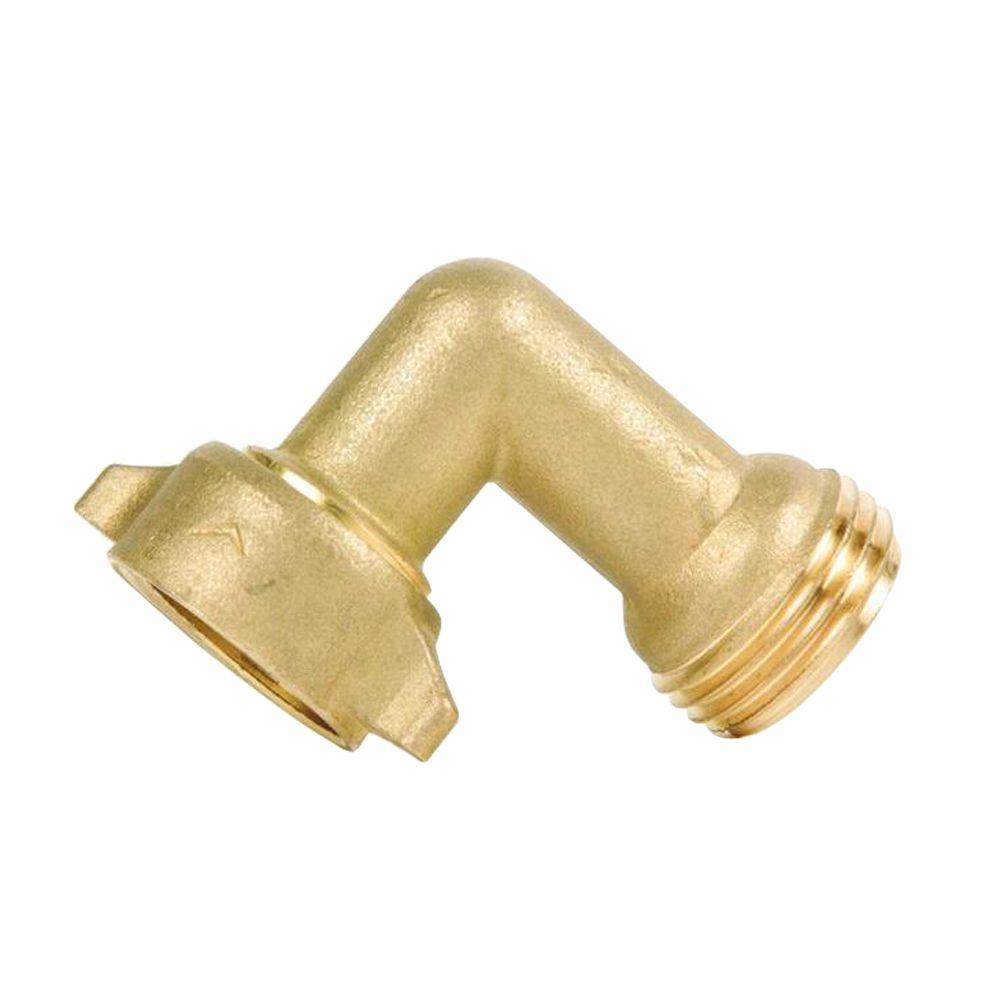 Camco 1 In Brass 90 Degree Hose Elbow With Gripper 22505 The Home Depot 