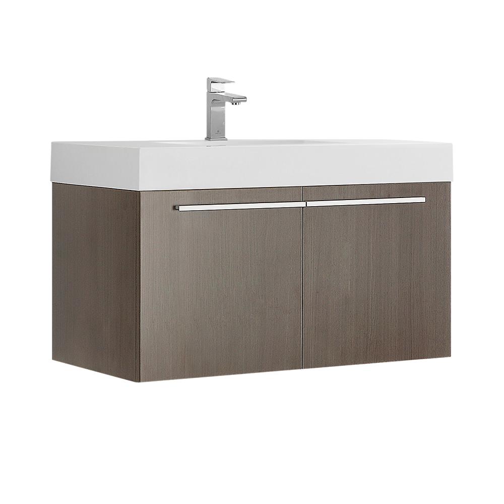 Fresca Vista 36 in. Modern Wall Hung Bath Vanity in Gray Oak with