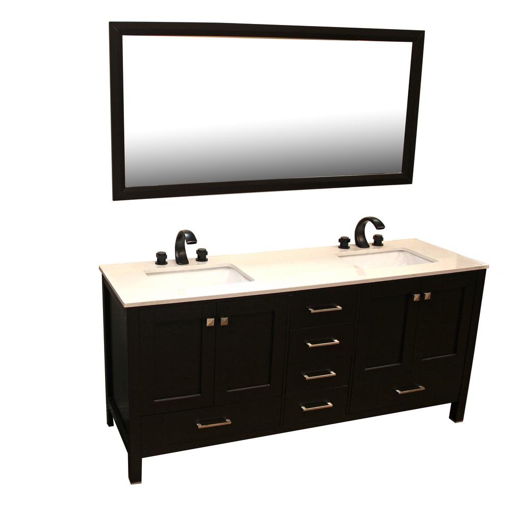 Vanities Brand Kokols Kokols 71 In W X 22 D Double Vanity Espresso With Quartz