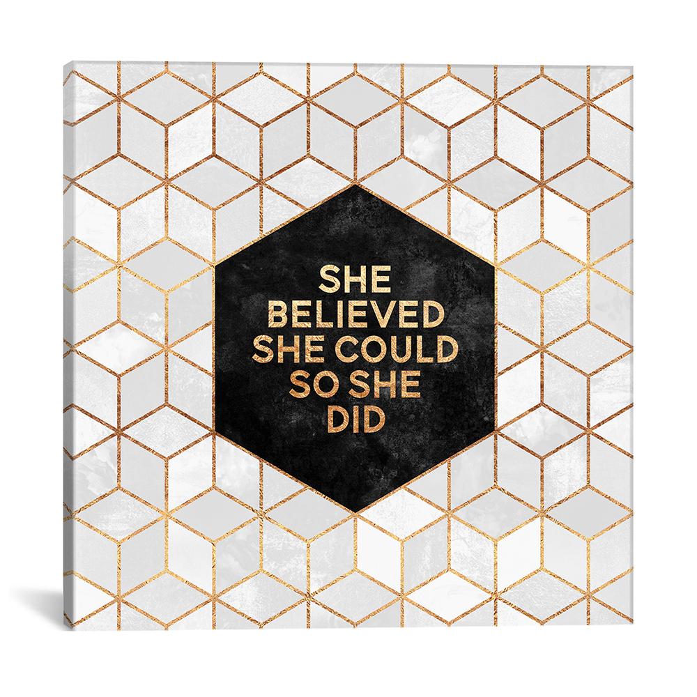 Icanvas She Believed She Could So She Did By Elisabeth Fredriksson Canvas Wall Art Elf208 1pc3 26x26 The Home Depot
