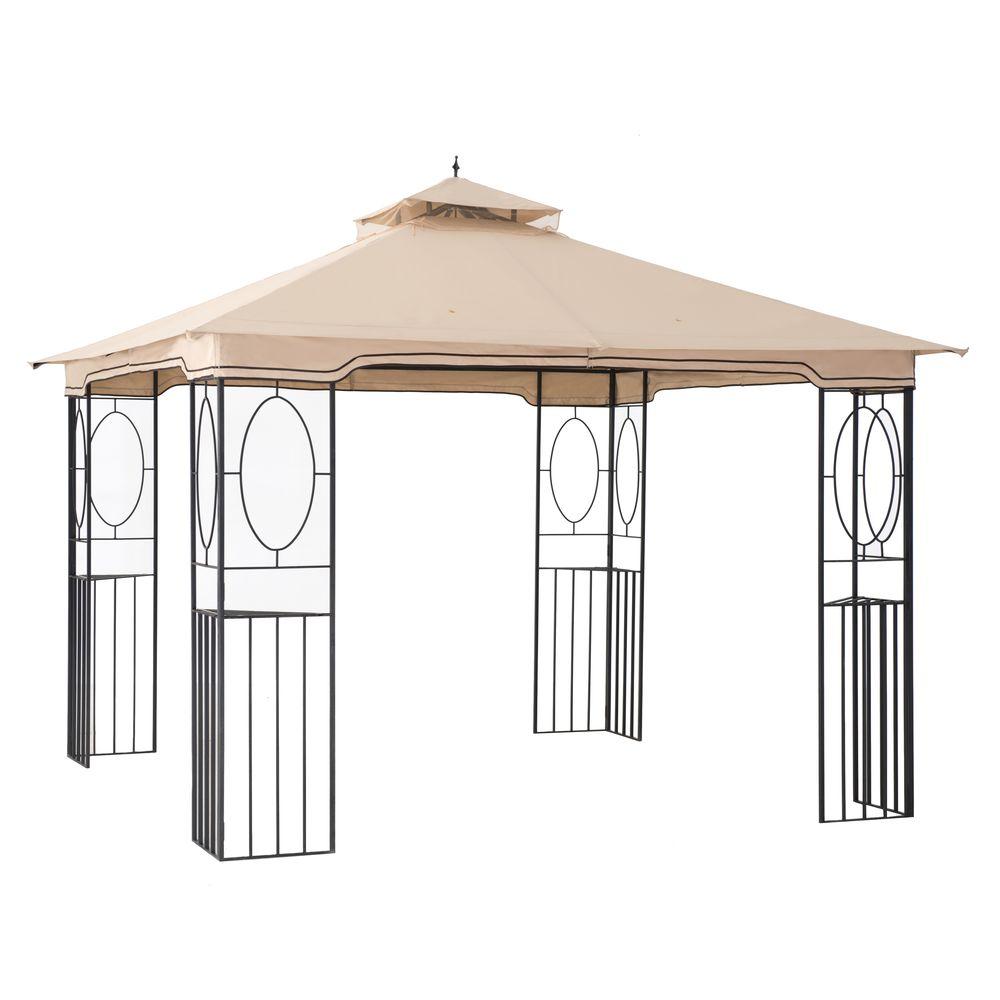 Sunjoy Rockville 10 ft. x 10 ft. Beige Steel Soft Top Gazebo-110101010 ...