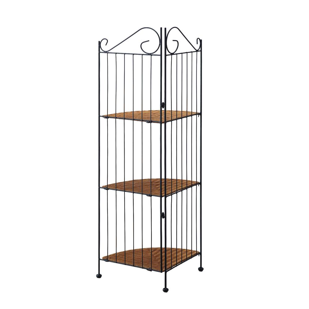 4d Concepts 43 3 In Natural Metal 3 Shelf Corner Etagere Bookcase